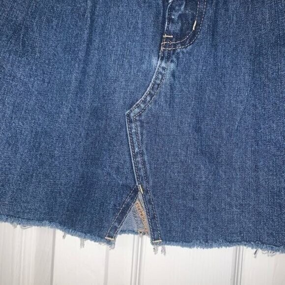 We The Free Sidecar Blue Denim Raw Hem Y2K Retro Western Miniskirt Size 24 - Picture 4 of 9